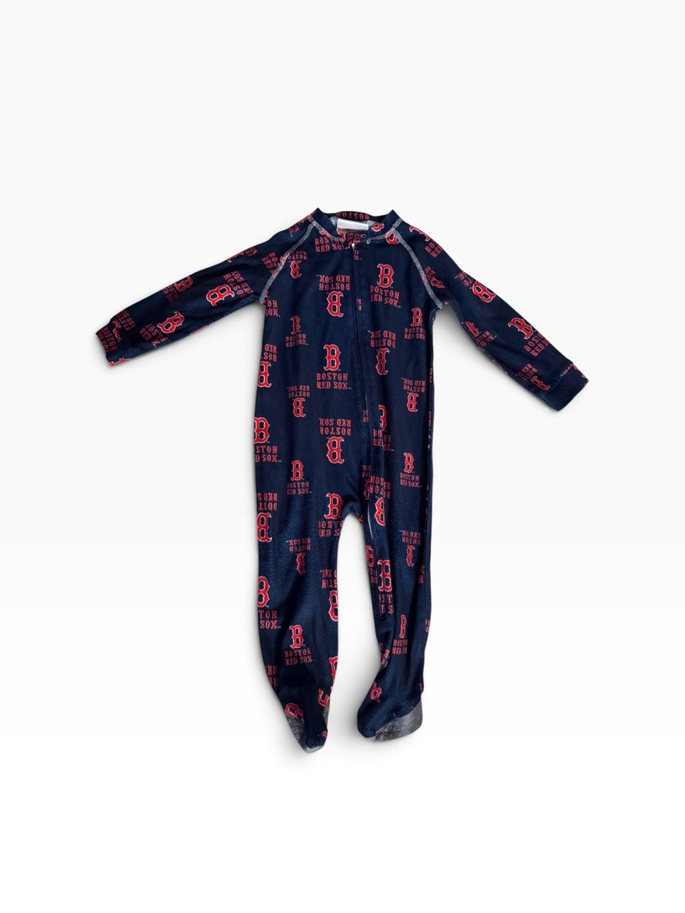 Genuine Merchandise Navy and Red Boston Logo Footed One-Piece
